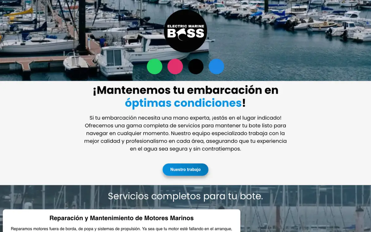 Portada de la web de Electric Marine Boss