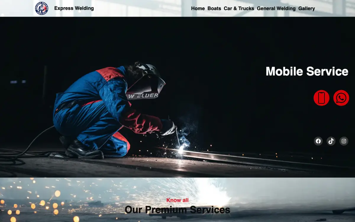 Portada de la web de Express Welding Service